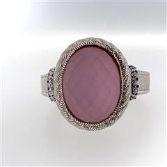 Judith Ripka Rose Quartz CZ Sterling Silver Ring